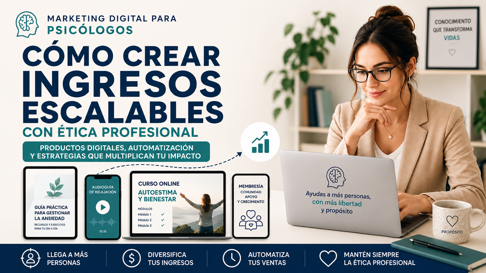 Marketing digital para psicólogos: ingresos pasivos y escalables con ética