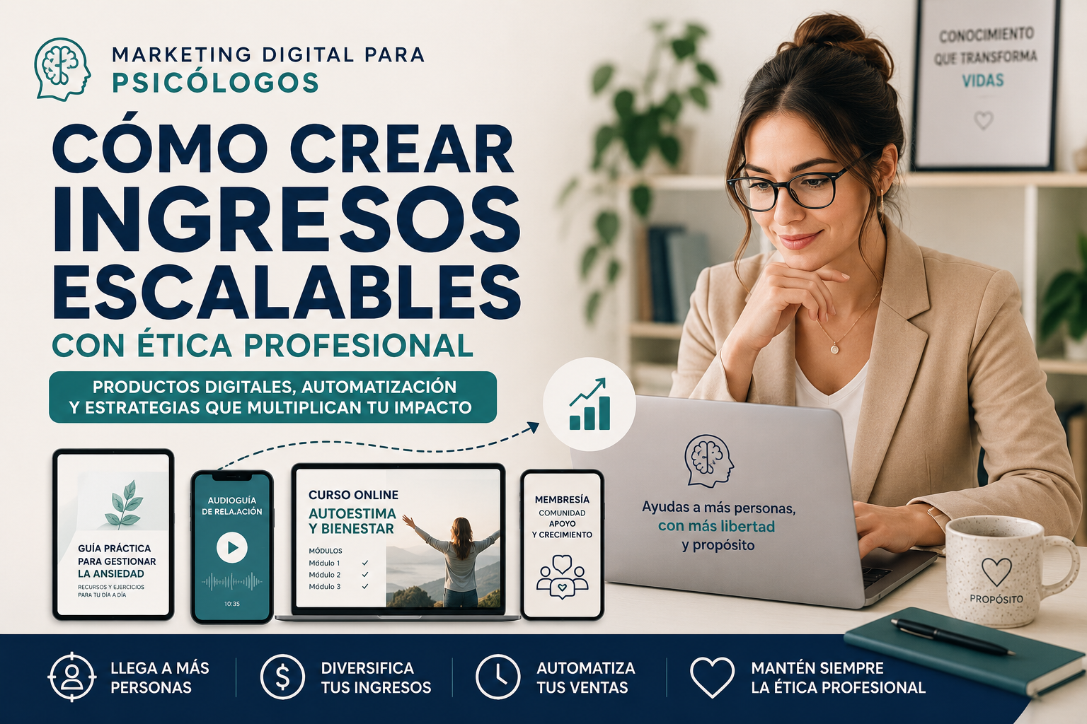 Marketing digital para psicólogos: ingresos pasivos y escalables con ética