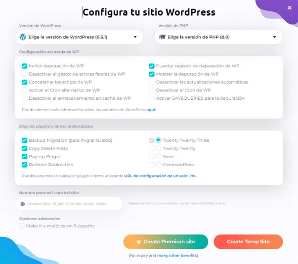 TasteWP: Configura tu sitio WordPress