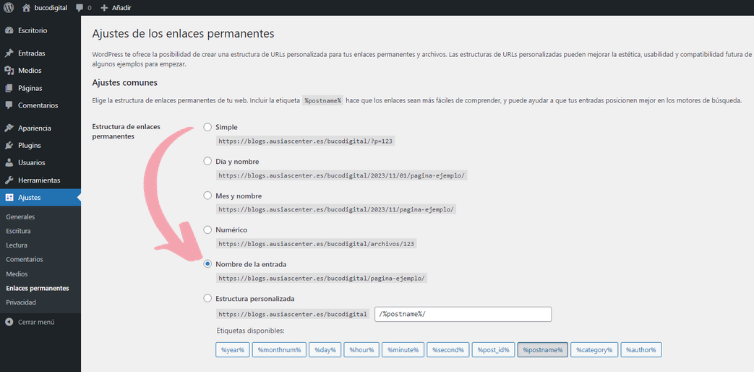 Enlaces permanentes o permalinks en WordPress
