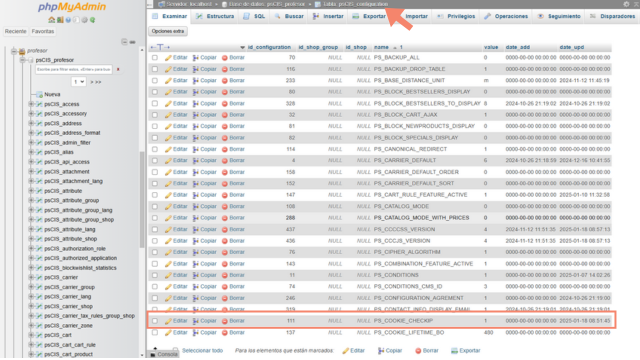 Desactivar verificación de la IP en las cookies de PrestaShop desde la base de datos