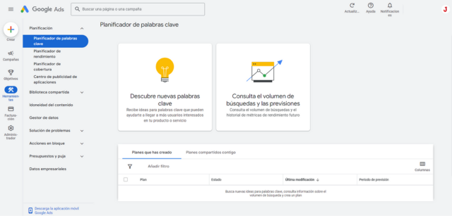 Planificador de Palabras Clave de Google