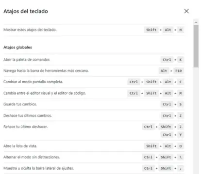 Cómo acceder a la lista completa de atajos