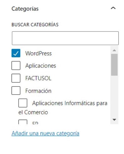 Categorías en WordPress desde la edición de la entrada