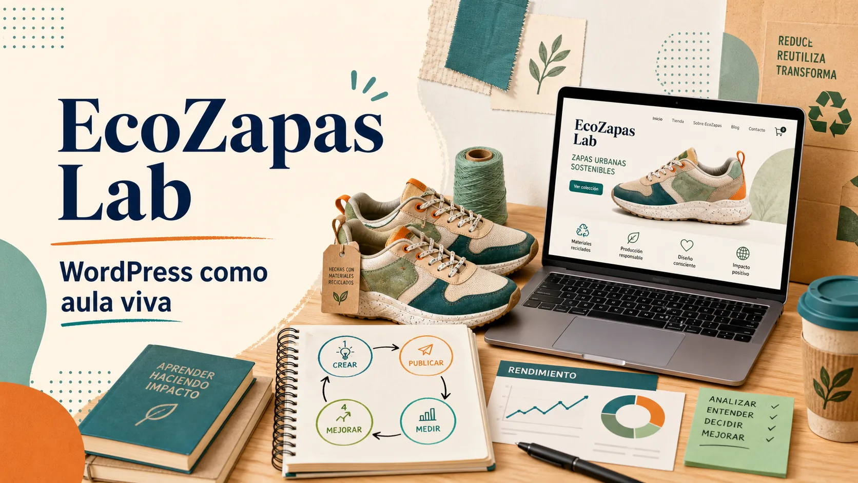 EcoZapas Lab, proyecto WordPress de aula viva sobre calzado sostenible