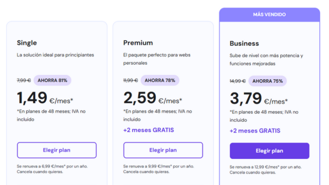 El Efecto Decoy: Ejemplo 3 precios en el plan de precios de un hosting