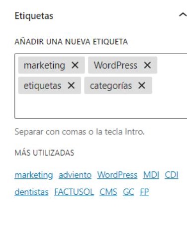 Etiquetas en WordPress desde la edición de la entrada
