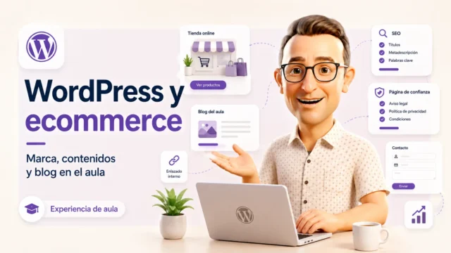 Imagen destacada de la fase Mejorar con WordPress, centrada en tomar decisiones y justificar cambios en un proyecto de aula