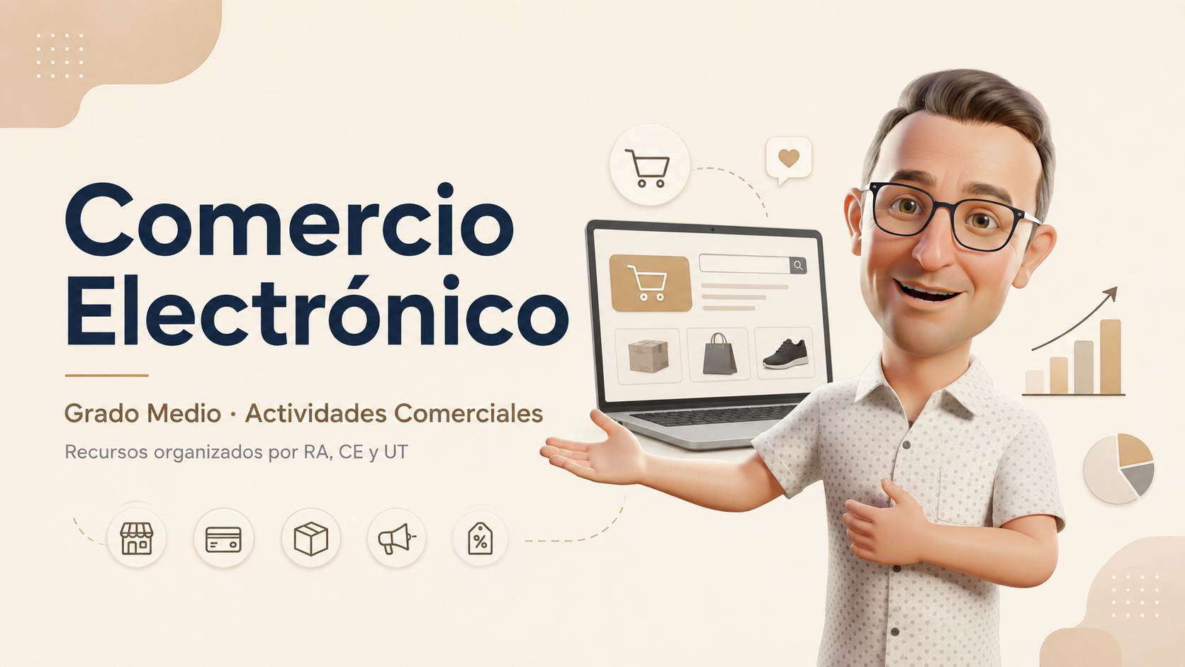 Portada del módulo de Comercio Electrónico de Grado Medio con recursos organizados por RA, CE y UT