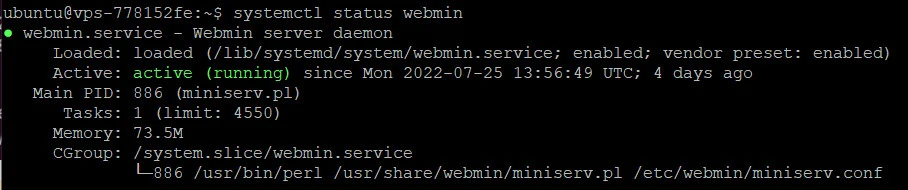 Output Statuts Webmin