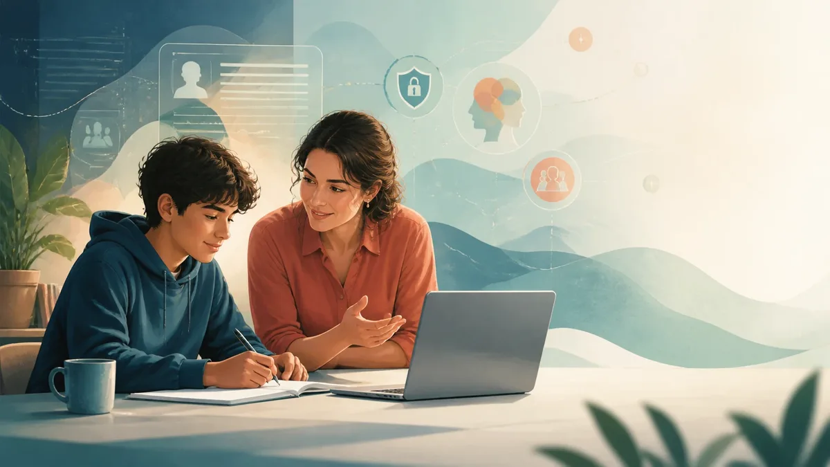 Persona en el centro de un sistema de inteligencia artificial educativa basado en privacidad, transparencia, agencia y pedagogía.