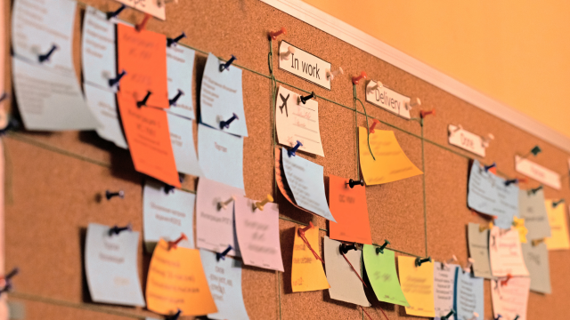 Un tablero Kanban físico